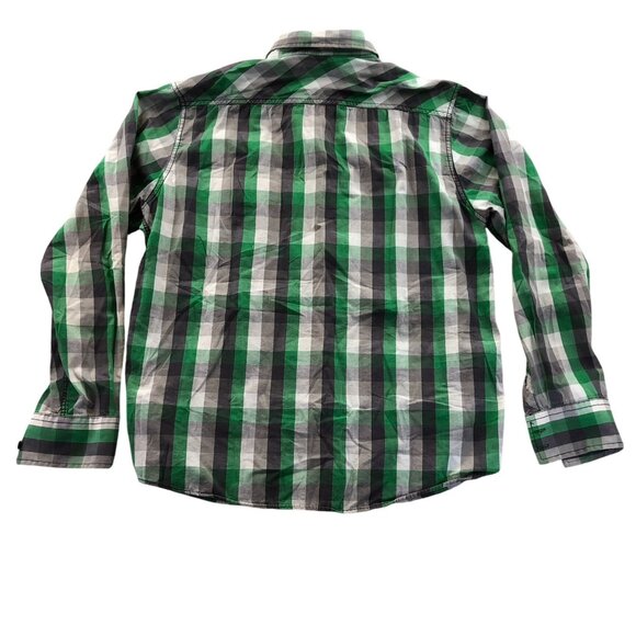 Eighty Eight Mens Shirt Large Long Sleeve Green Plaid Button-Up Casual Western - Picture 2 of 10